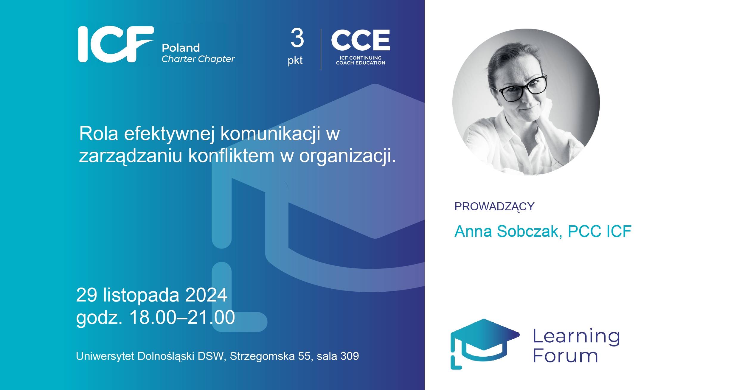 Read more about the article Rola efektywnej komunikacji w zarządzaniu konfliktem w organizacji – Learning Forum ICF Wrocław, 29.11.2024, Uniwersytet Dolnośląski
